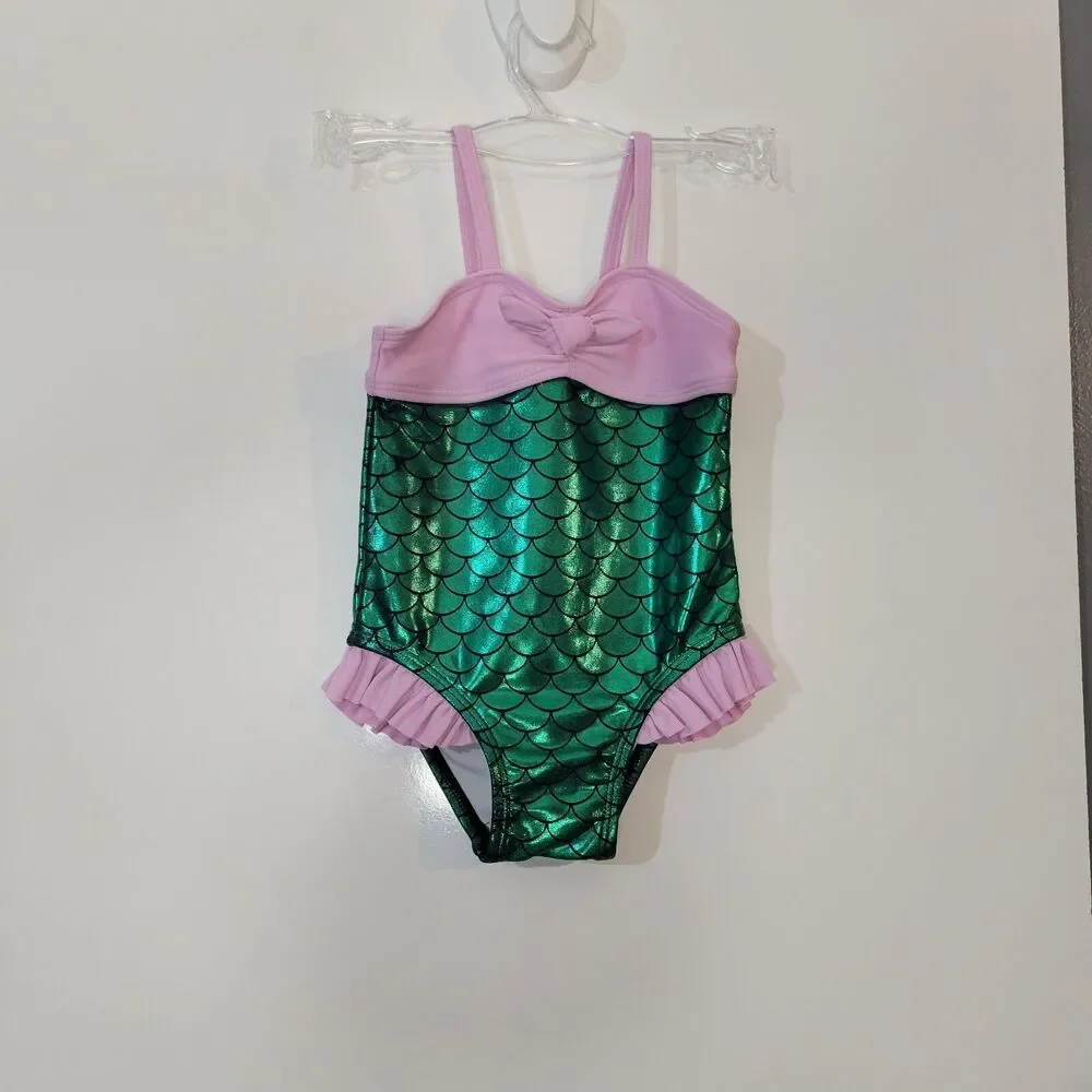 oshkosh baby girl mermaid‎ swimsuit pink and green size 12 months